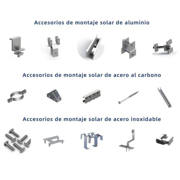 Solar mounting accessories – Aluminium, stainless steel and carbon steel