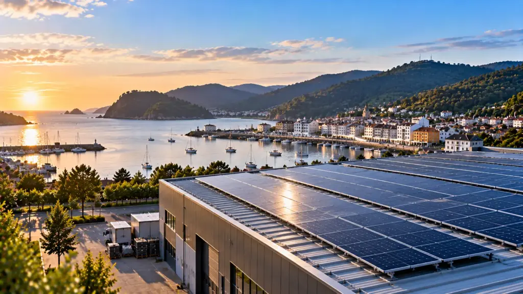 Imagen ilustrativa de paneles solares sobre una cubierta junto al litoral
